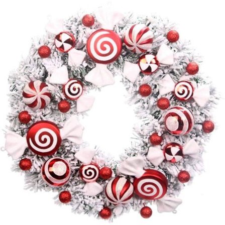 Julekrans, adventskrans, dørkrans, vægkrans til ophængning med rød