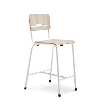 Classroom chair SCIENTIA, wide seat, H 650 mm, white/ash