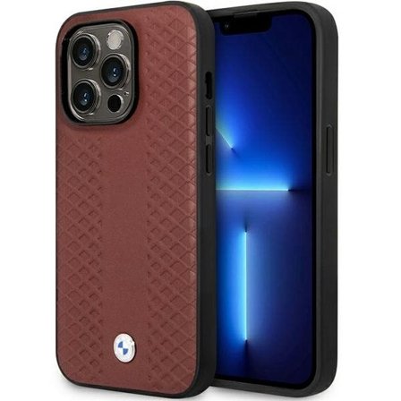 Fodral BMW BMHCP14L22RFGR iPhone 14 Pro 6,1" Burgundy/burgundy Läder Diamantmönster