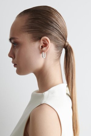 COS Women's Oval Hoop Earrings in Silver-coloured