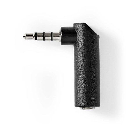 Stereo Audio Adapter | 3.5 mm Hane | 3.5 mm Hona | Nickelplaterad | Vinklat 90° | Metall | Svart | 1 st. | Låda