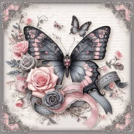 Diamond Painting Kits til voksne, Sommerfugl Diamond Art Kits til begyndere, 5D DIY Blomst Fuld Drill Runde Diamond Dot Gem Painting til Hjem 