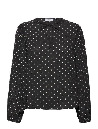 Laurine Clover Ls Top Aop Blus Långärmad Svart MOSS COPENHAGEN