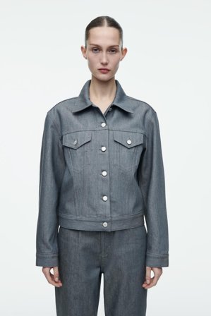 COS Damen Oversized-Jacke Aus Raw Denim - Grau