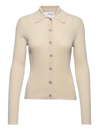 Slfally Ls Knit Cardigan Pol Ck Stickad Tröja Cardigan Beige Selected Femme