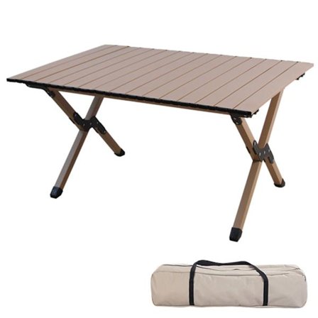 Campingbord i kolstål 4-6 personer roll-up lätt picknickbord med stor bordsskiva och bärbar handväska (90cm)