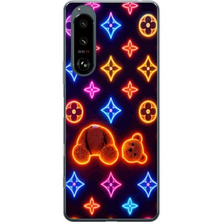 Kompatibelt Mobildeksel til Sony Sony Xperia 5 III Neonfarget luksusmønster med en glødende teddybjørn i pop-art-estetikk