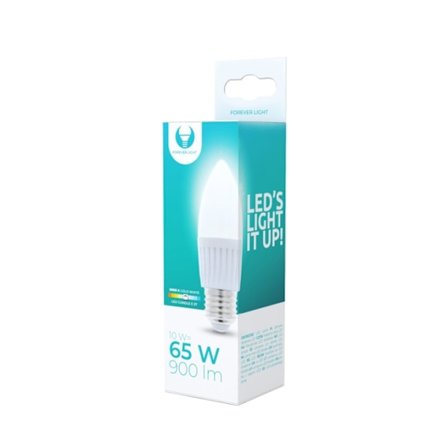 LED-lamppu E27, C37, 10W, 230V, 6000K, keraaminen, kylmä valkoinen
