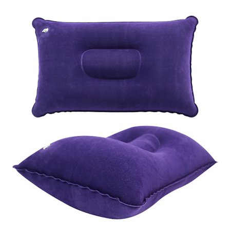 Oppblåsbar campingpute 2-pakning bærbar flokket pute, luftpute for kontor, bil, fly
