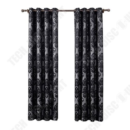 Valosuojaava verho - TD - Jacquard - Musta - 140x220cm - Reikäsilmukat - Moderni muotoilu