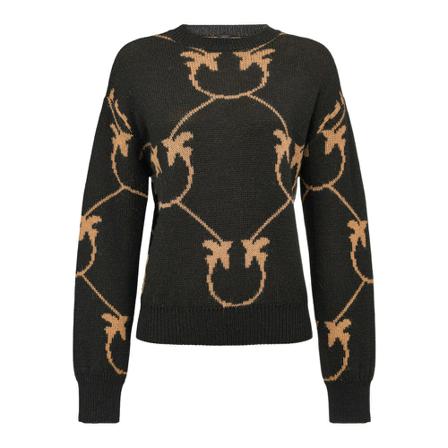 Pinko Abbey Road double jacquard monogram shirt Sort, Dame Striktrøjer