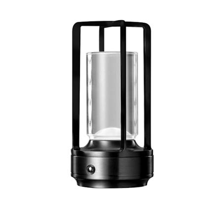 Luksuriøs Krystal Lampe Bærbar Lanterne Bordlampe LED Trådløs Berøringsnatlampe black