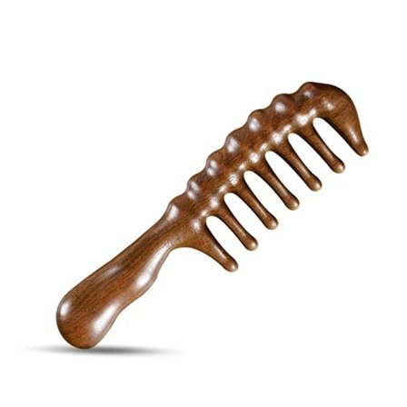 【PP】Bærbar sandeltræ massagekam, bredtandet kam til mænd og kvinder