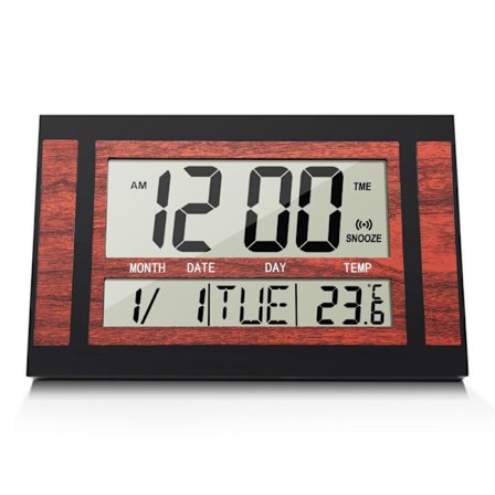 LCD Digital Väggklocka Stora Nummer Tid Temperatur Kalender Alarm Bordsklocka Modern Design Kontor Svart
