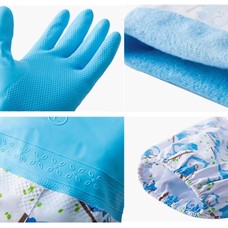 Tykke fløjlsvaskehandsker, vandtætte gummihandsker til opvask, fløjlsagtige (tilfældig farve)