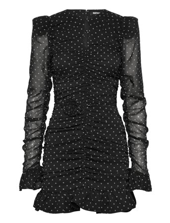ROTATE Birger Christensen Printed Long-Sleeve Dress - Black - 36