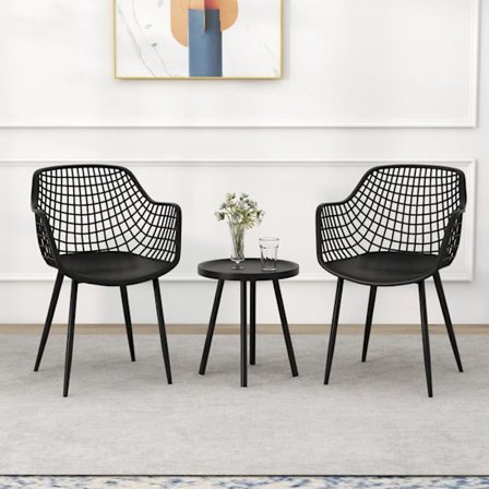 COSTWAY 3 ST Trädgårdsbord och stolar set, PP topp, metall möbelset för veranda uteplats Vardagsrum Bistro