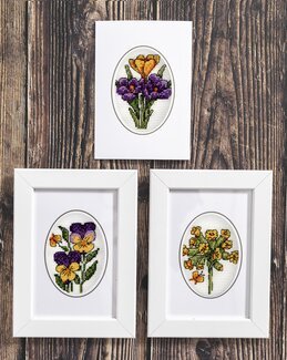 Broderikit Kort Vårblommor 3-pack - Svarta Fåret