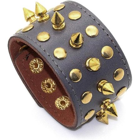 Hip Hop Spike Rivet Alloy Buckle Läderarmband (Grå)