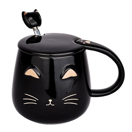 Dejlig keramisk kaffekop med låg og smuk rustfri stål ske, 400 ml kaffemælk tekop.