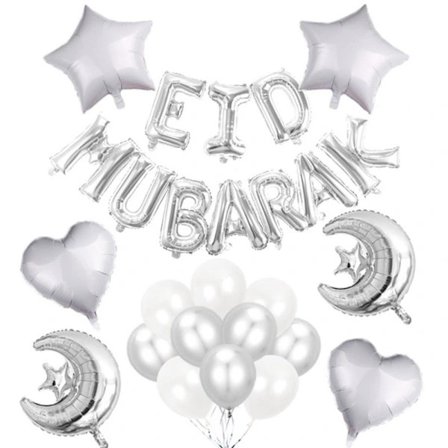 Eid Mubarak Ballonger Bokstav Folieballonger SILVER
