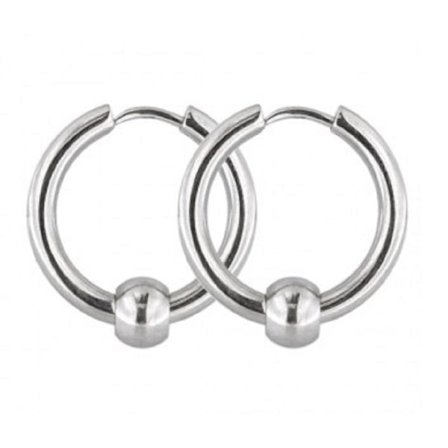 1Par 21 mm Hoops örhängen i Rhodium pläterad 316L stål med kula