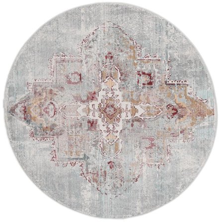 Castella Ø 150 Petit Bleu Clair/Multicolore Médaillon Rond Tapis