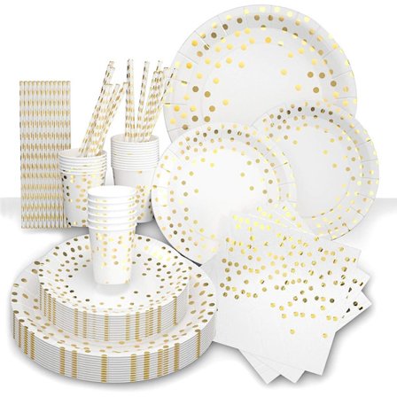 Födelsedagsfest Servis Tillbehör Pappersservis Koppar Tallrikar 24 gäster