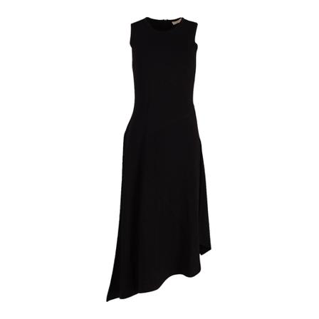 Michael Kors Pre-owned Michael Kors Asymmetric Ribbed Stretch-Jersey Midi Kjole in Black Viscose Sort, Dame