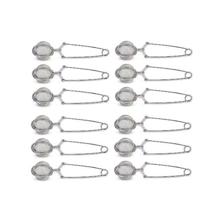 12 stk. Te-sil, Premium Rustfritt Stål Te-sil med Håndtak for Løsbladte