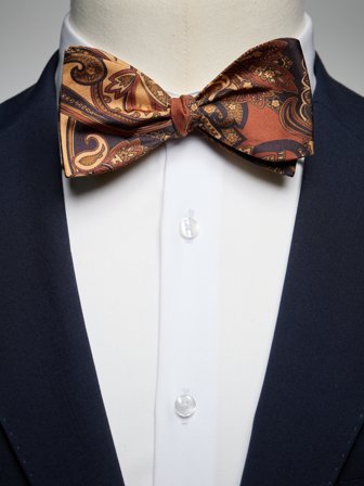 John Henric Men's Brown Bow Tie Paisley Size Self-tied