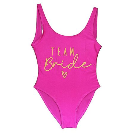 S-3xl Trykk Team Brud Badedrakt i ett stykke Kvinner Badetøy Utdrikningslag Badedrakt Sommer Strandklær Badedrakt gull lilla