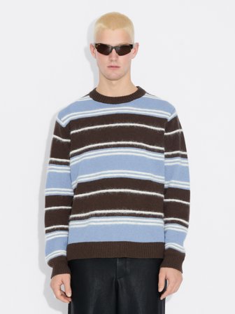 Holzweiler Wool Stripe Crew - Blue Stripe - Men's - S
