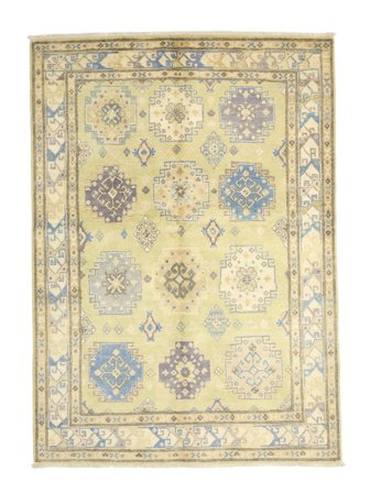 Håndknyttet Kazak Fine 144X205 Ullteppe Gul/Mørk Gul Lite