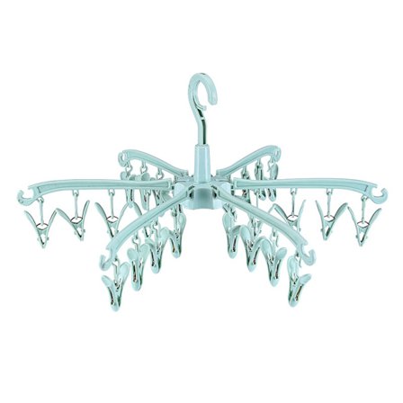 1 stk. sammenklappelig tørrestativ til sokker med 24 klemmer til sokker, holder til sokker, håndklæder, undertøj, såler (grøn)