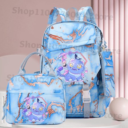 3 stk K-pop Demon Hunters Skoletaske Madpakke Pen Etui Sæt Anime Mode Printet Rygsæk Penalhus Suit Skoleartikler Gaver