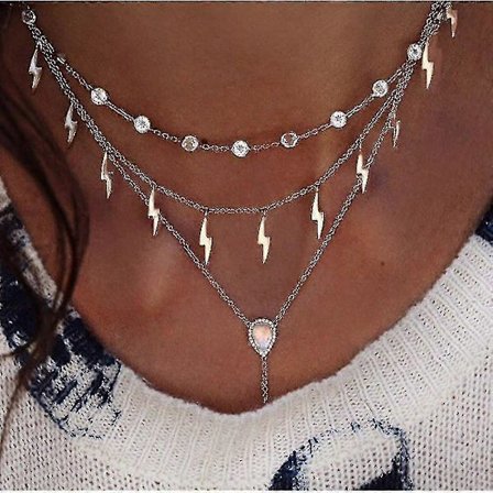 Kristallhalsband med flera element, Hängsmycken med flera lager (NE-0002-29)