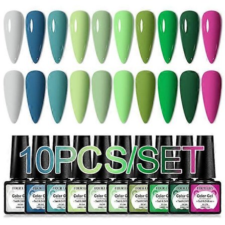 FOUR LILY 10 st/set Gel Nagellack Ljusrosa Fluorescerande Lila Gel Polish Set Vår Sommar Nagelkonst Gel Lack För Manikyr[YJD]