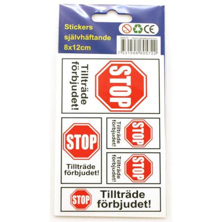 Stickers Tillträde Förbjudet Stop 10-pack Dekal Klistermärke Gul