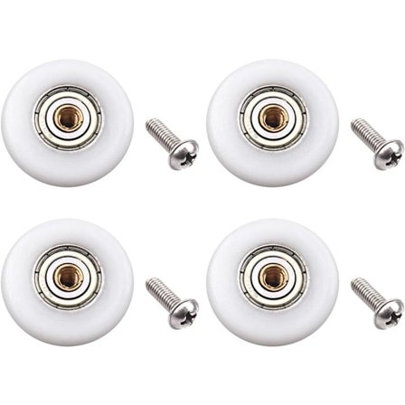 4 stk. Brusekabinedørruller Løbere Hjul - Reservedel Badeværelse Glasdør Løbere Skydedør Brusekabinedør Rullehjul (Rullediameter 23 mm)