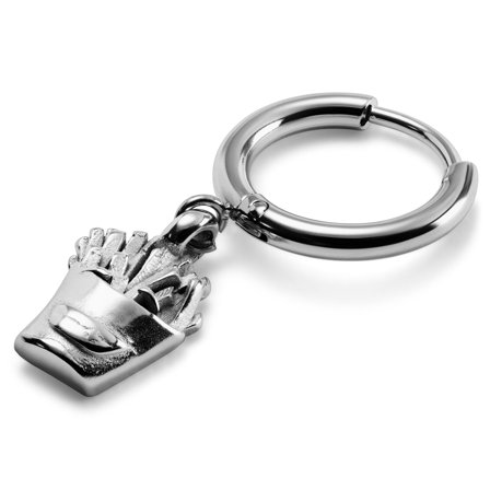 Jaygee | Silver-tone Stainless Steel Fries Drop Hoop Earring for Men