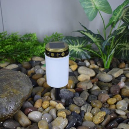 Gravljus för kyrkogård, Solar LED gravljus, Solar gravljus, Gravlykta kyrkogårdslampa, Gravdekoration (2 st, vit)