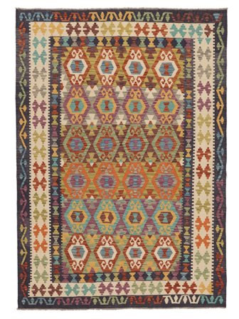 Tapis D'orient Kilim Afghan Old Style 173X245 Marron/Orange (Laine, Afghanistan)