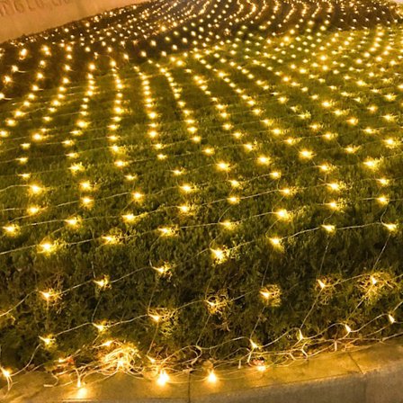 Julelys Utendørs, 240 LED, 3 x 3 m, Vanntett, Plug-in med 8 Moduser, Nettingdekorasjon for Juletre, Varm Hvit