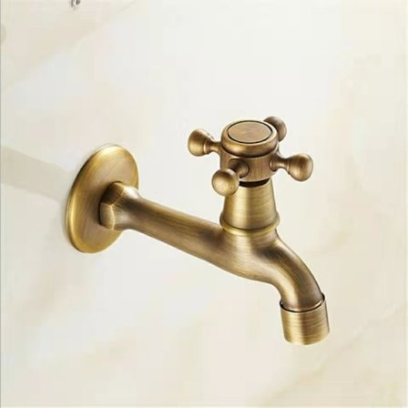 Generisk antik kran i mässing med handtag för tvättstuga, badrum, väggmontering