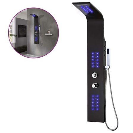 vidaXL Duschpanel aluminium 20x44x130 cm svart