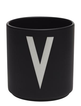 Black Porcelain Cups A-Z Black Design Letters