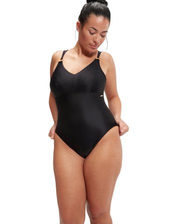 Speedo Womens Shaping Strappy 1 Piece - Black - 36