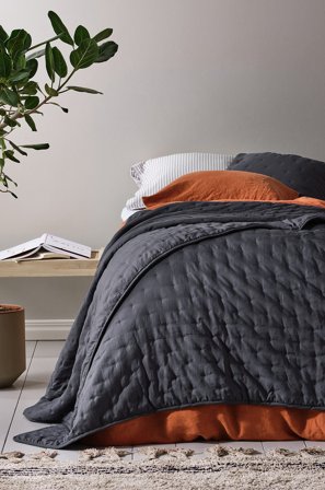 Jotex - Sengeteppe - Enkeltseng 180x260 Cm Mørk grå - CALM - Kjøp Enkeltseng hos Jotex