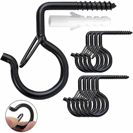 20 stk. udendørs skruekrog, loftskrog til tekop, hjemmekontor, plante, lys, nytårsfest guirlander, sort